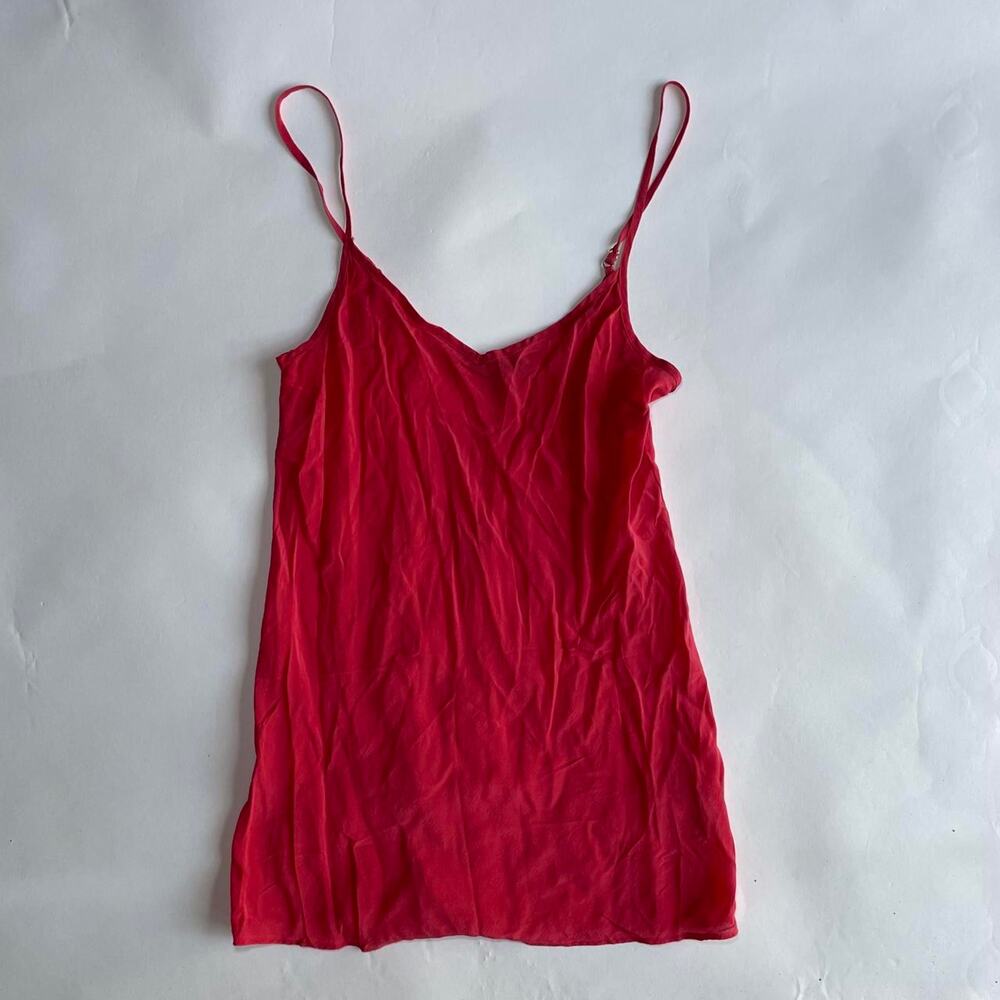 Vintage Red Silk Slip Top - 100% Silk Camisole Cami XS/S
